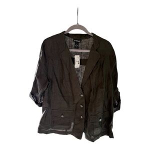 NWT Lane Bryant Linen 3/4 Sleeve Blazer – Olive, Size 16